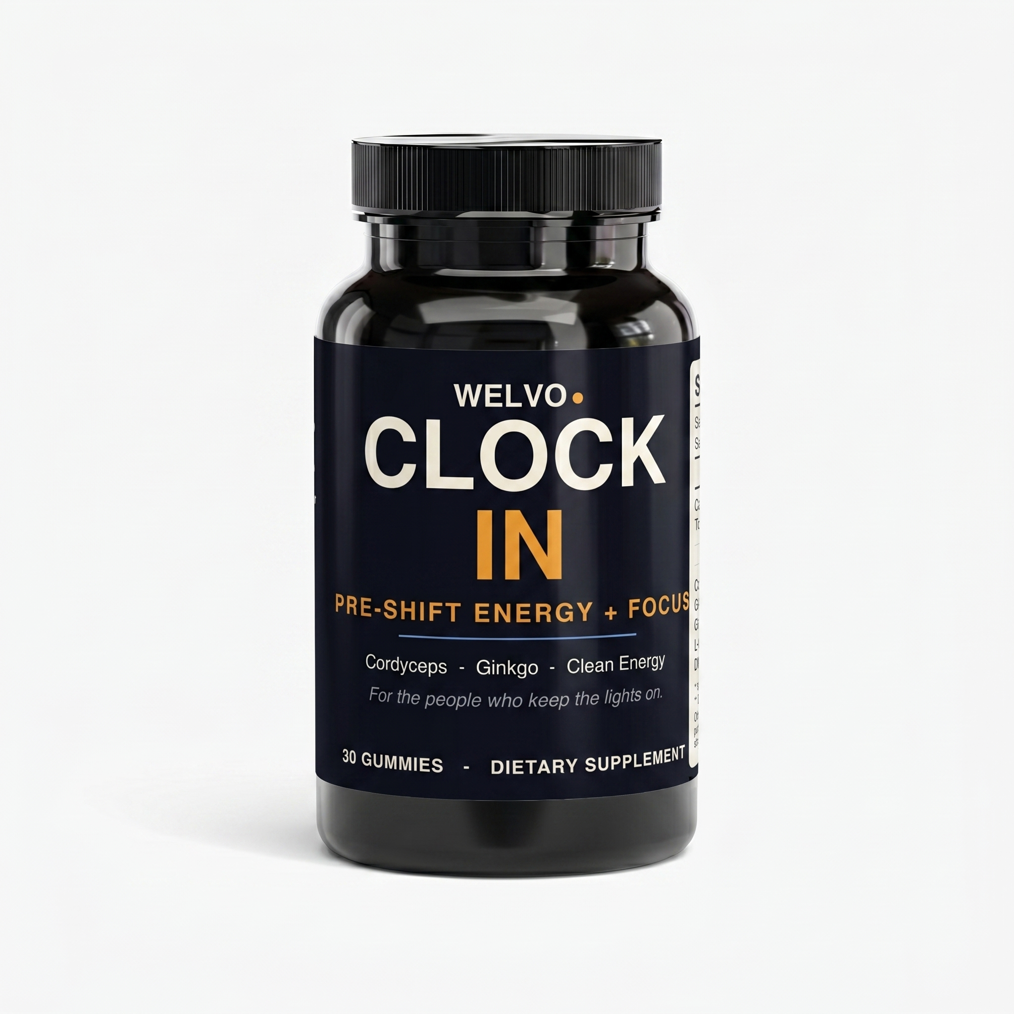 WELVO CLOCK IN — Cordyceps Energy Gummies (Pre-Shift Energy + Focus)