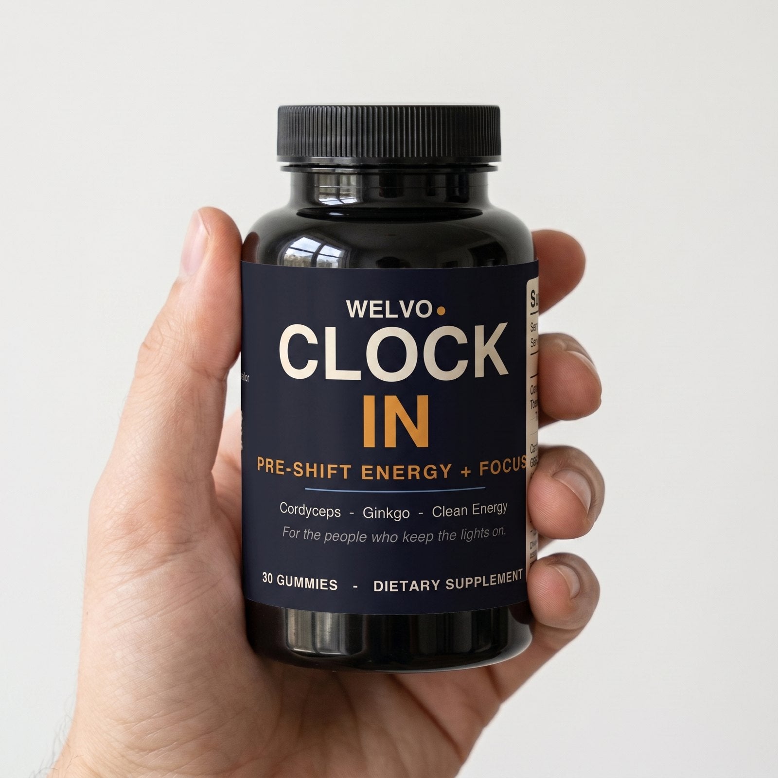 WELVO CLOCK IN — Cordyceps Energy Gummies (Pre-Shift Energy + Focus)