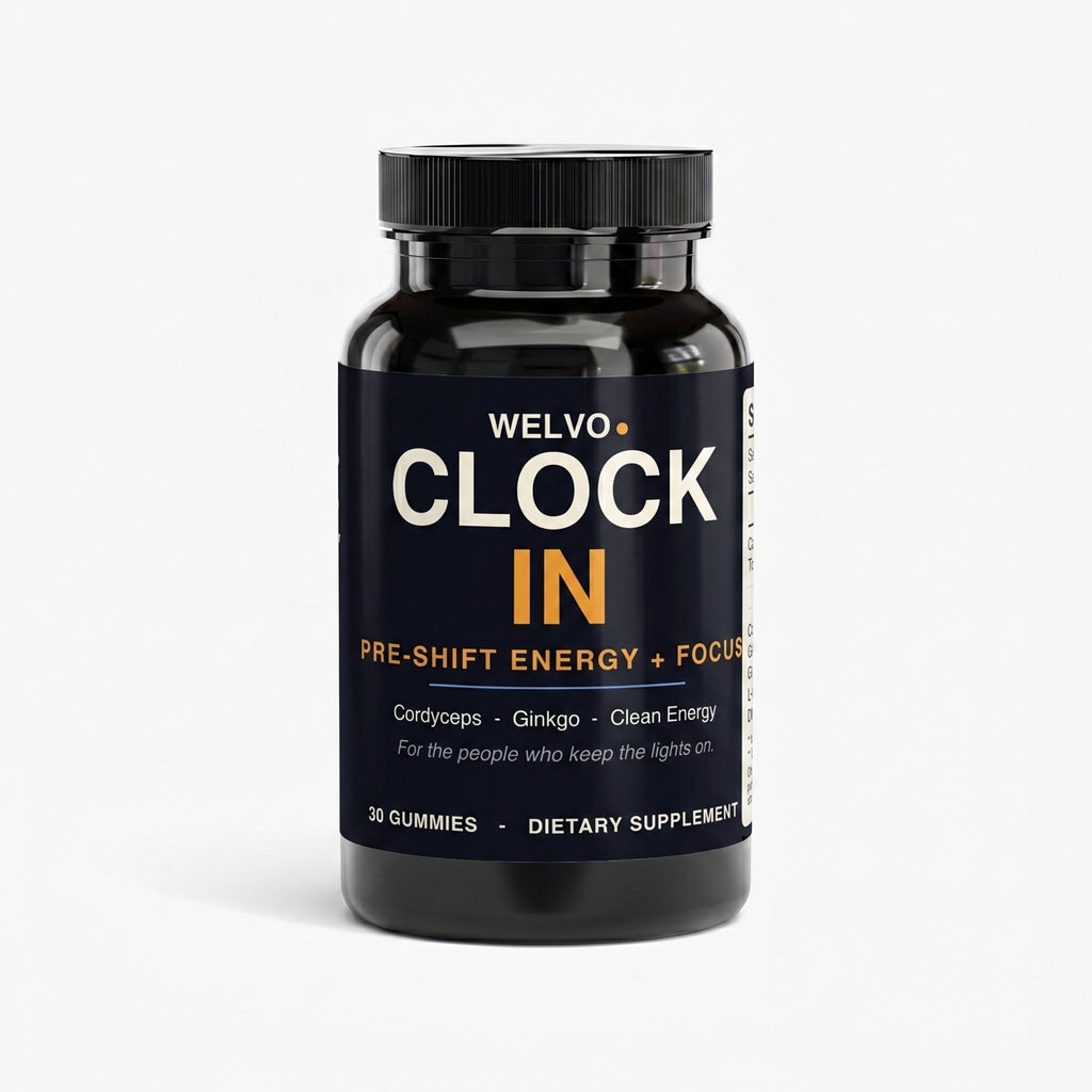 WELVO CLOCK IN — Cordyceps Energy Gummies (Pre-Shift Energy + Focus)