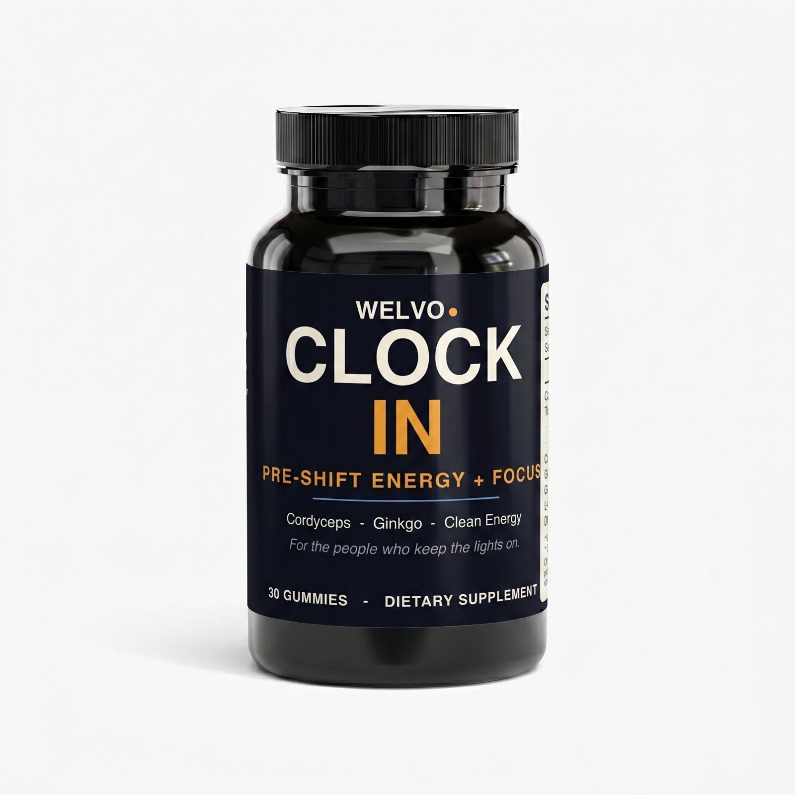 WELVO CLOCK IN — Cordyceps Energy Gummies (Pre-Shift Energy + Focus)